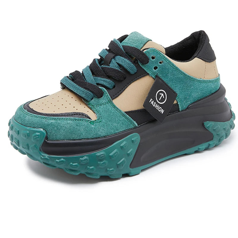 Fujin 7cm Cow Suede Leather Women Casual Autumn Breathable Platform Shoes Wedge Chunky Sneaker Females Winter Shoes Sports Shoes