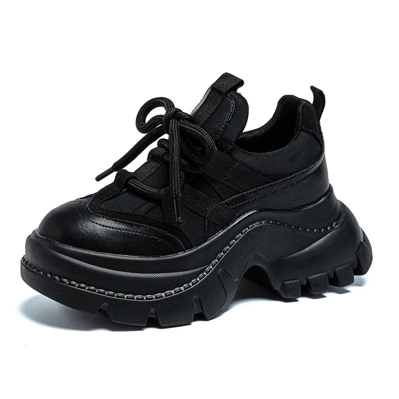 Fujin 8 Cm Women Casual Shoes Genuine Spring Autumn Fall Platform Sneakers Chunky Comfortable Non Slip Heel Walking Shoes