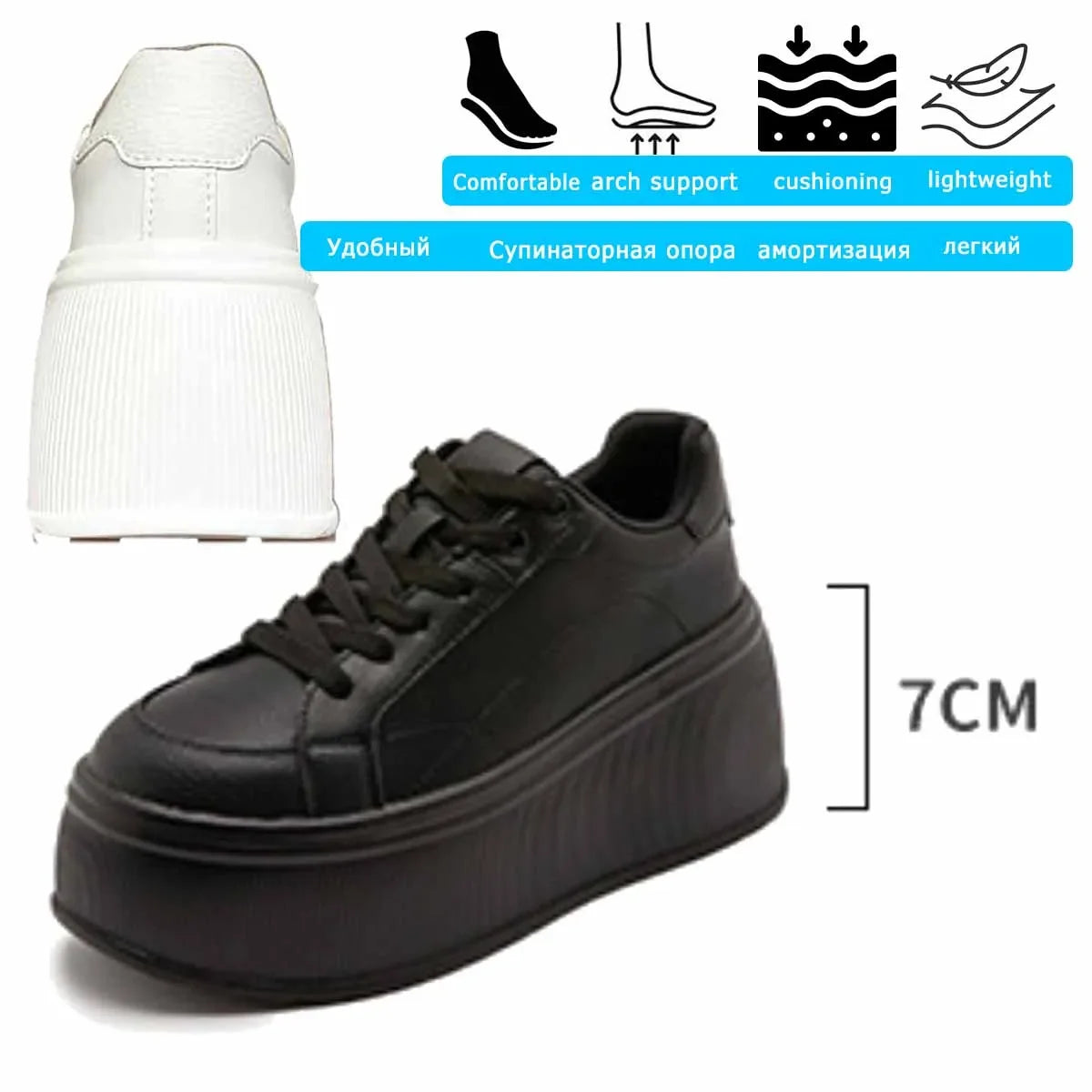 Koznoy 7cm Microfiber Leather Vulcanize Casual Women Spring Autumn Platform Wedge Sneakers Breathable High Brand Ladies Shoes
