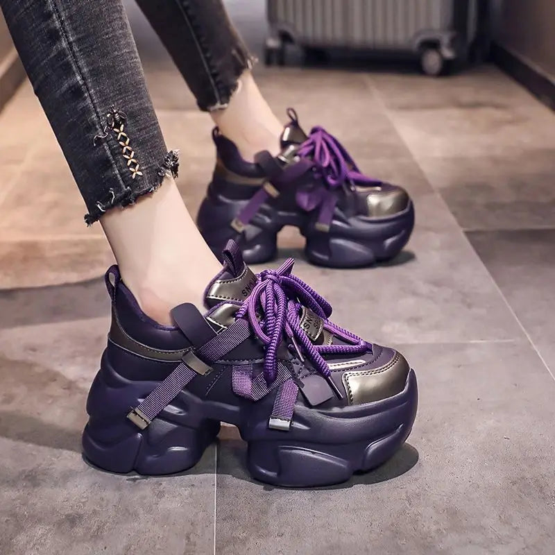 Fujin 8cm Women Platform Wedge Spring Boots Casual Genuine Leather Vulcanize Ankle Autumn Chunky Sneakers Ergonomic Woman Shoes