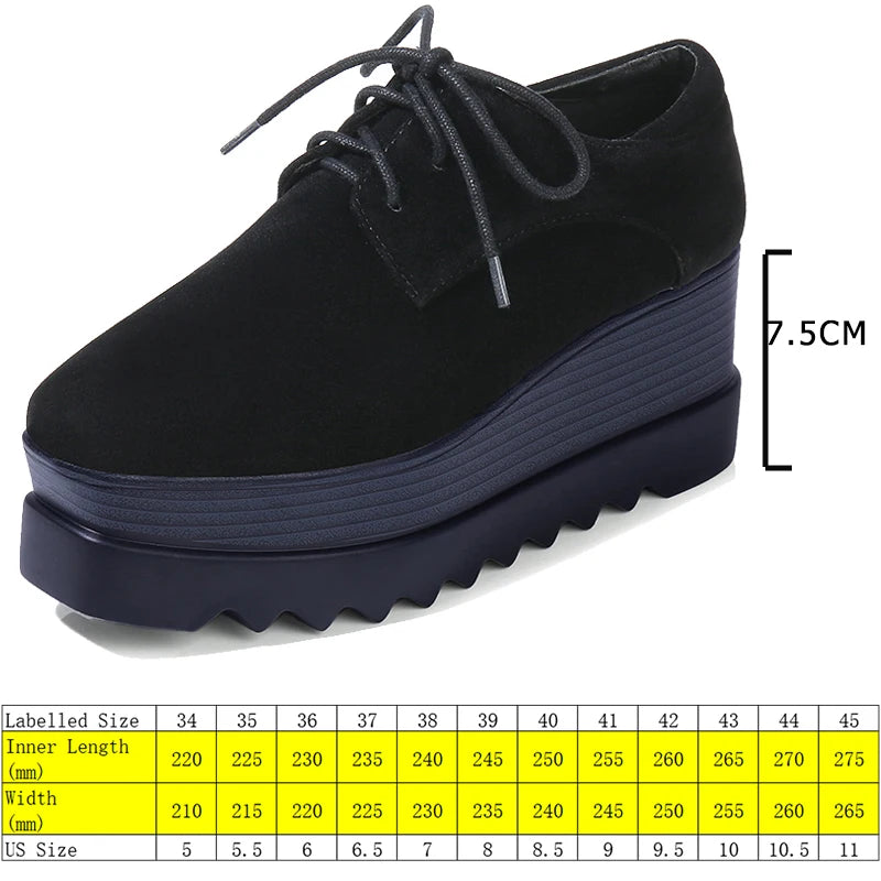 Fujin 7.5cm Cow Suede Genuine Leather Platform Wedge Autumn Winter Spring Ins Hot Sell Chunky Sneakers Plush Women Comfy Shoes