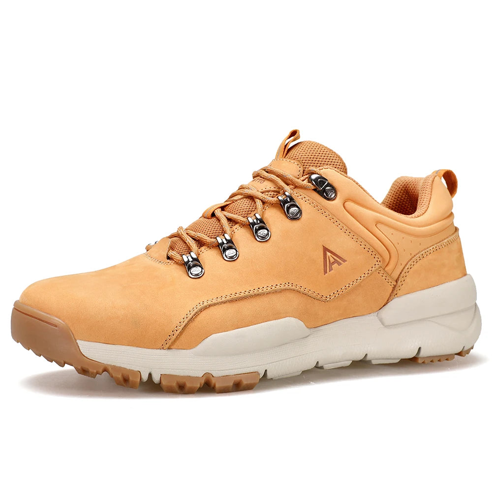 HUMTTO Leather Hiking Shoes Non-slip Men's Sports Shoes Outdoor Safety Walking Sneakers for Man Breathable Trekking Boots Men