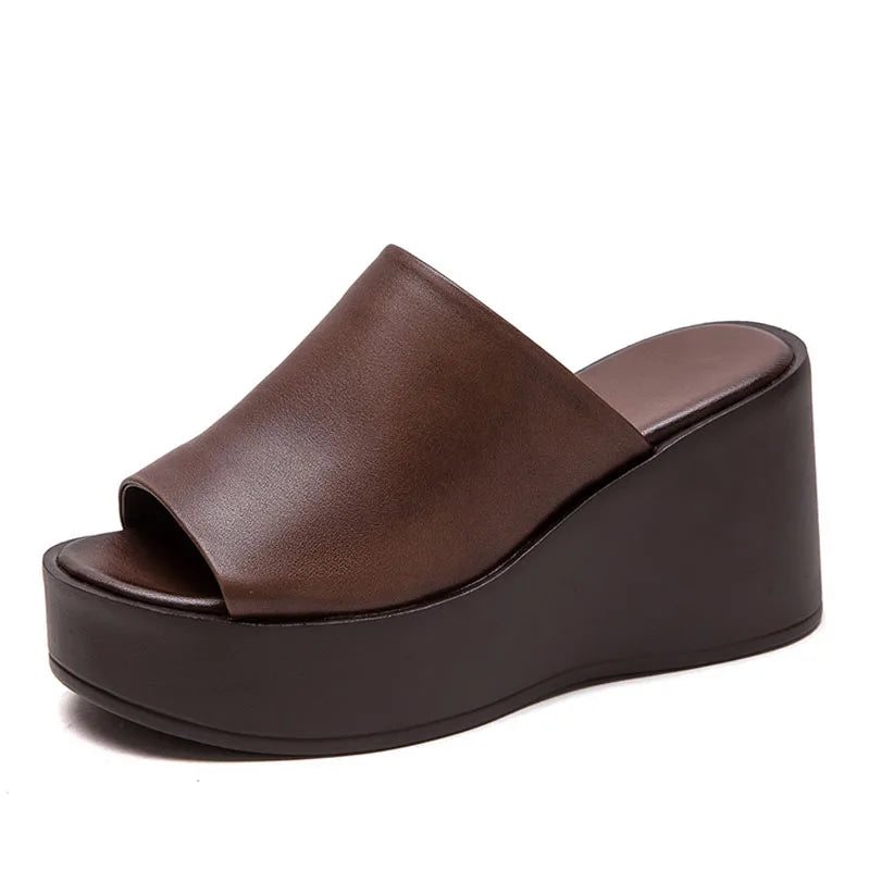 DRKANOL 2025 Women High Wedges Height Increasing Slippers Summer Open Toe Platform Outside Casual Slippers Lady Sandals Slides