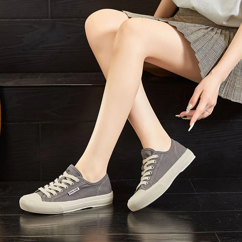 AUTUSPIN Women's Canvas Shoes Classics Fashion Flat Women Sneakers 2025 Summer Soft Breathable Ladies Shoes Size 35-40