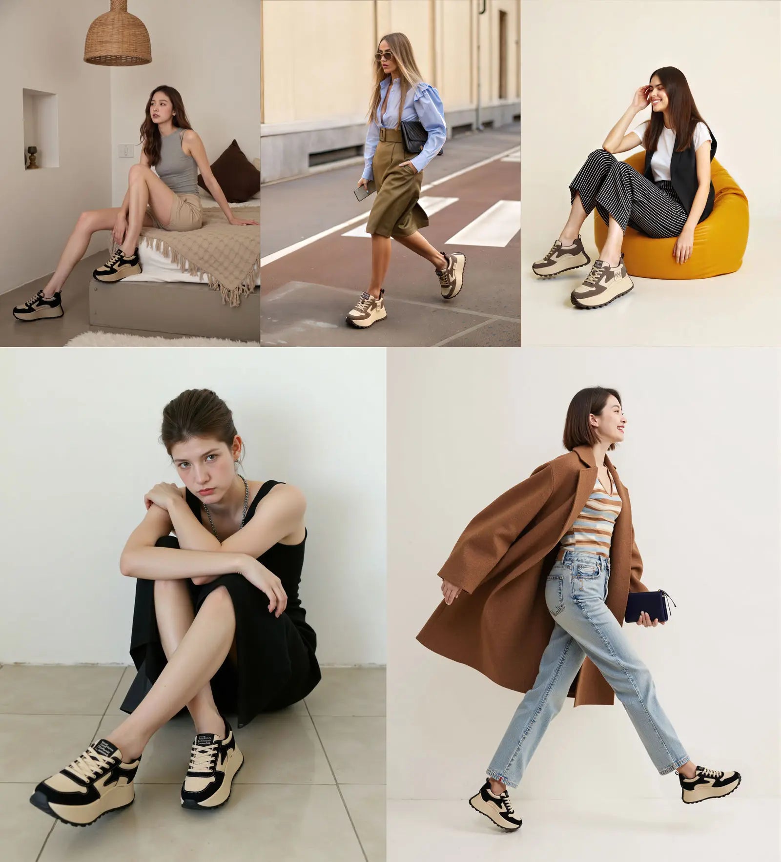 Fujin 8cm Microfiber Leather Platform Wedge Fashion Women Spring Autumn Chunky Sneakers Shoes Breathable Comfortable Vulcanize