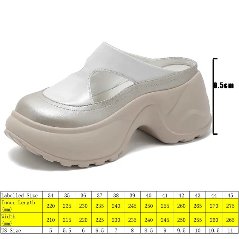 Fujin 8.5cm Microfiber Leather Slippers Slip on Round Toe Platform Flats Fabric Women Sandals Platform Wedge Flats Shoes Fashion