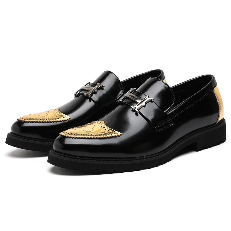 STRONGSHEN Men Formal Leather Shoes Luxury Brand Men's Loafers Dress Moccasins Breathable Slip on Black Driving Shoes Size 38-48
