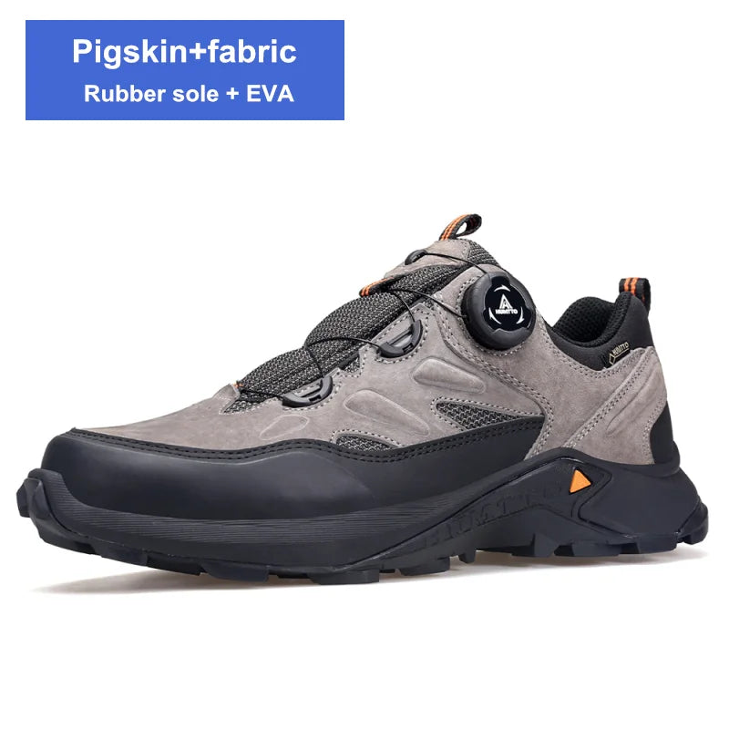 HUMTTO Leather Trekking Shoes Luxury Designer Hiking Boots Mens Outdoor Climbing Sneakers for Men Sports Safety Work Man Sneaker