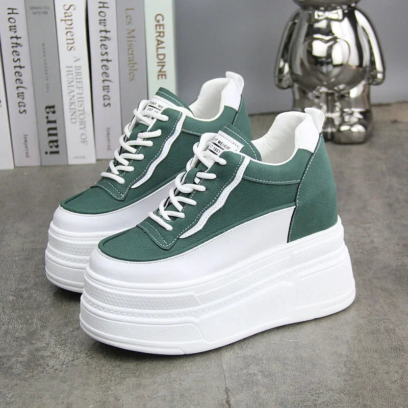 Fujin 10-11CM Synthetic Genuine Leather Boot Ankle Winter Plush Women Autumn Spring Cowboy Platform Wedge High Brand Shoes