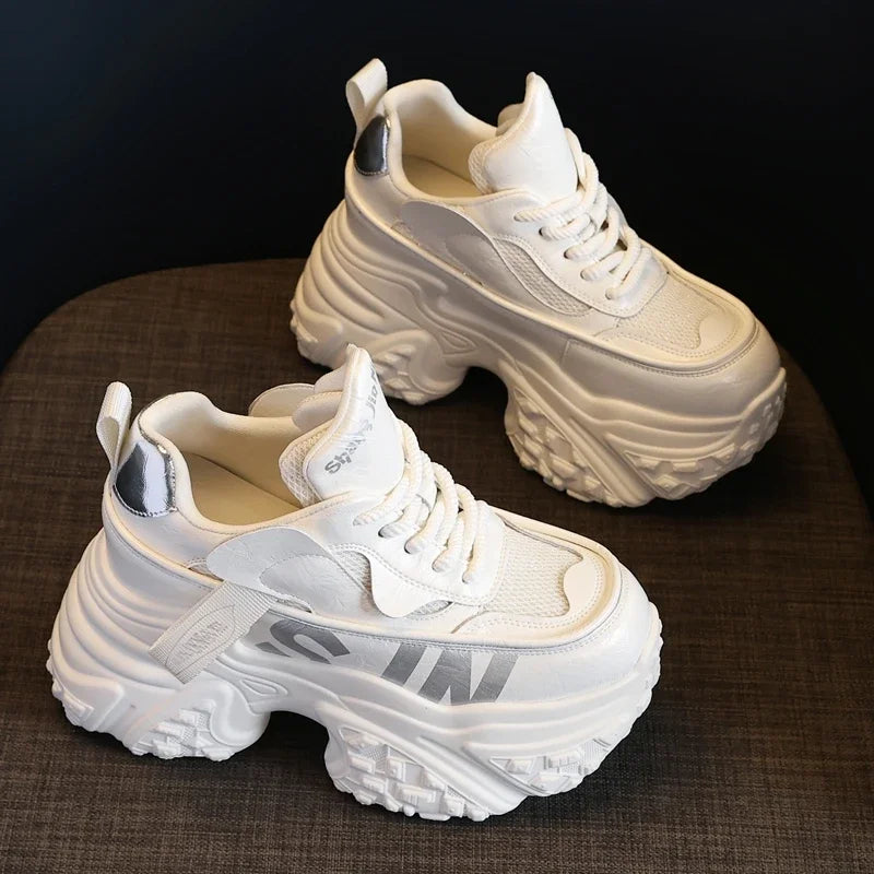 AUTUSPIN Winter Comfy Women Vulcanize Shoes Korean Style Fashion Platform Internal Heighten Leisure Sneakers Microfiber Leather