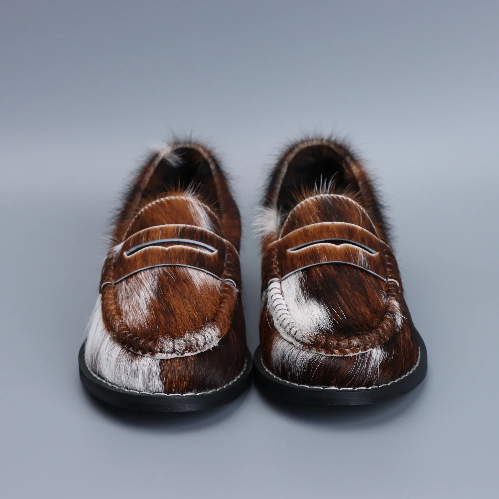 Luxury Natural Calf Hair Prints Loafers for Women 2025 Penny Loafers Designer Flat Shoes Work Walking Comfortable Fur Shoes