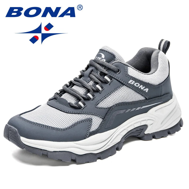 BONA new designer classic running shoes, men's sports shoes, men's walking breathable shoes