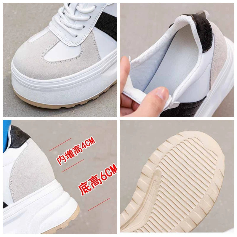 Koznoy 10cm Cow Genuine Leather Comfy Fall Ladies Vulcanize Autumn High Brand Women Chunky Sneakers Casual Breathable Platform