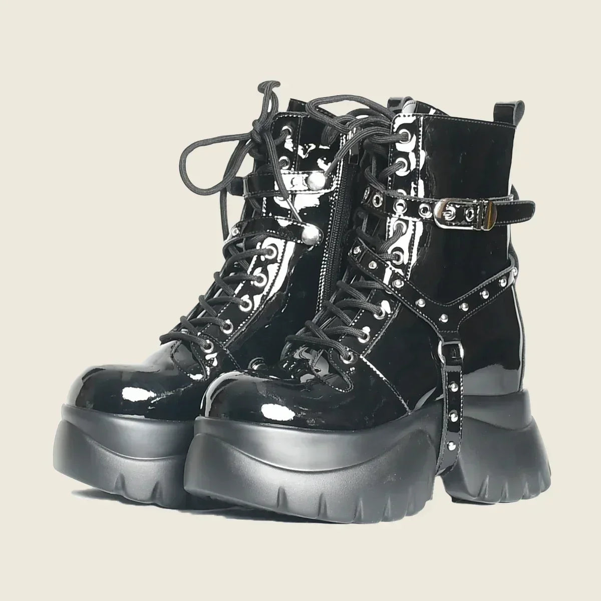 Fujin 10cm Genuine Leather Women Boots Women Motorcycle Boots Ankle Punk Style Combat Boots Platform Heel Wedge Chunky Booties