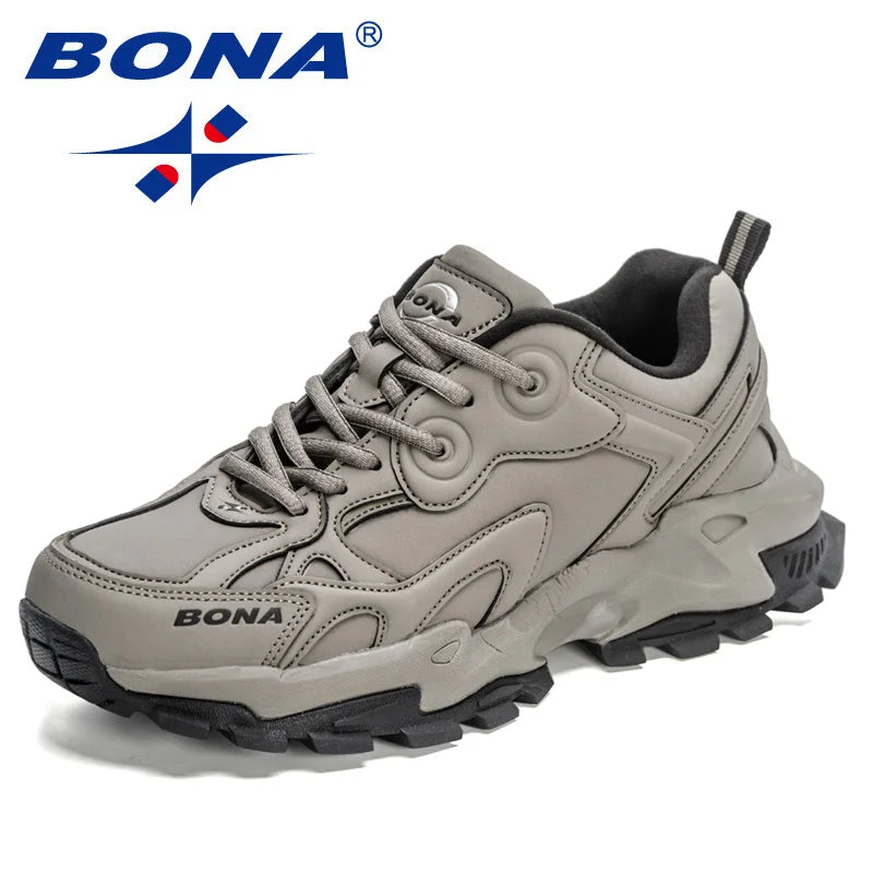 BONA 2023 New Comfortable Light Soft Style Men Running Shoes  Jogging Trekking Sneakers Lace Up Athletic Shoes  Free Shipping