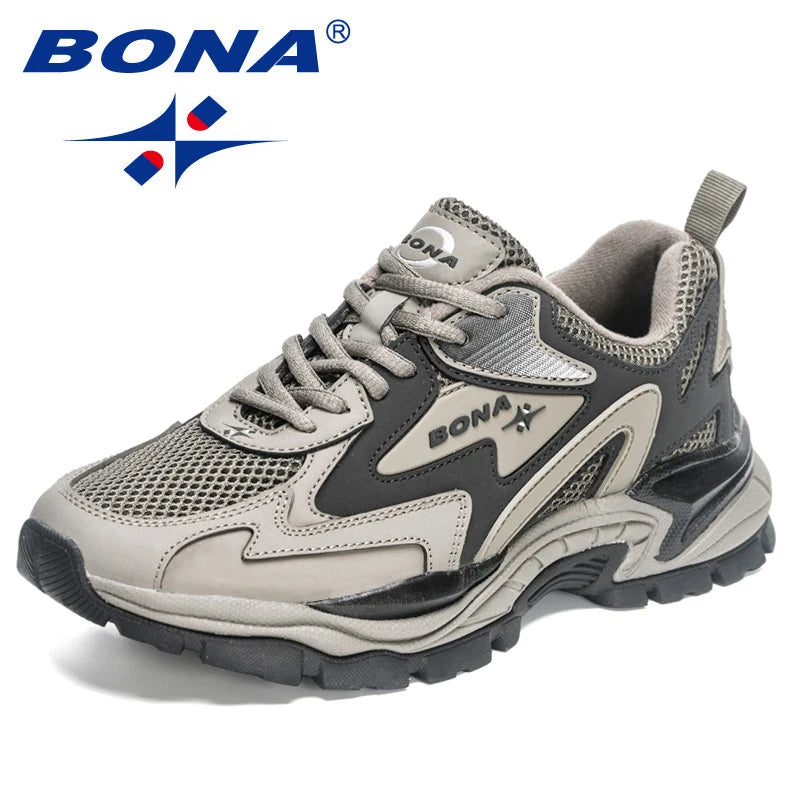 BONA  New Designers Mesh Running Shoes Breathable Training Shoes Men Lightweight Sneakers Non-Slip Tennis Walking Shoes Man