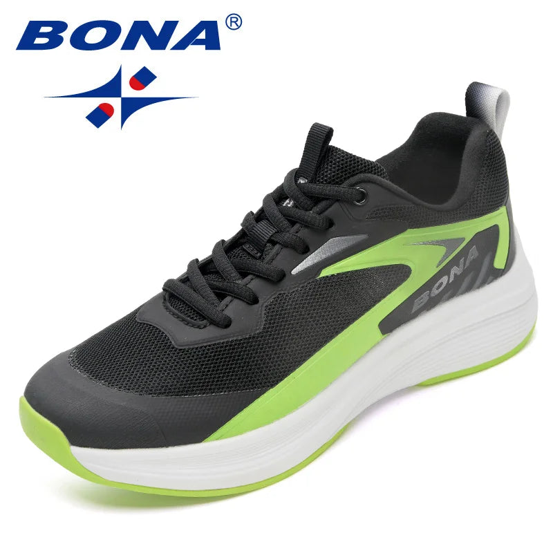 BONA Men's Sports Shoes Comfortable Running Shoes Anti slip Breathable Men's Shoes