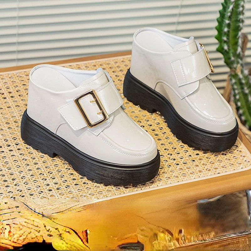 Fujin 11cm Genuine Leather Fashion Walking Height Increasing Loafers Ladies Casual Platform Wedge Women Slip on Shoes Slippers