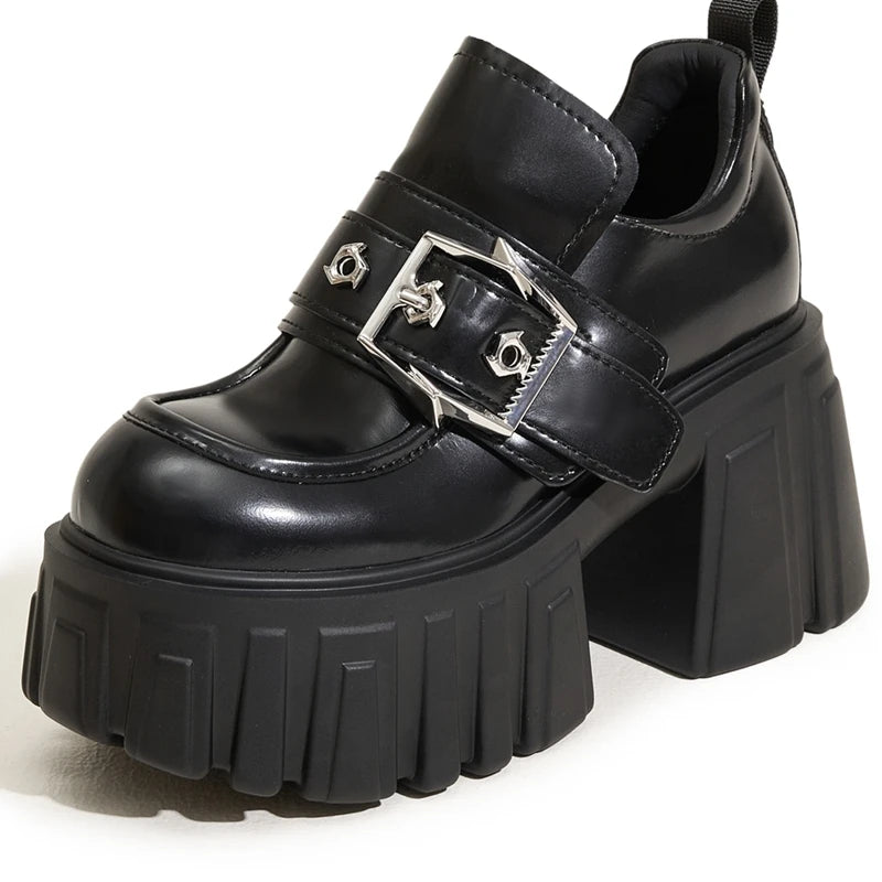 AUTUSPIN Winter Thick Platform High Heels Women Fashion Synthethic Microfiber Soft Leather Pumps Female Autumn Mary Janes Shoes