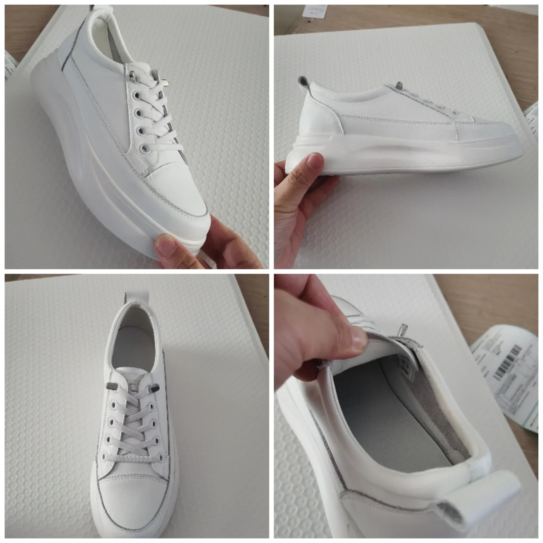 Fujin 4.5cm Genuine Leather Women Shoes Platform Flats Breathable Women Winter Shoes White Sneakers Spring Autumn Winter Shoes