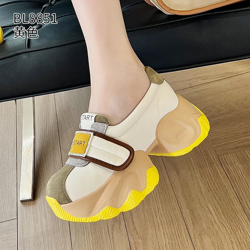 Fujin 6cm New Air Mesh Suede Genuine Leather Platform Wedge Women Spring Autumn Chunky Sneakers Fashion Boots Well-fitting Shoes