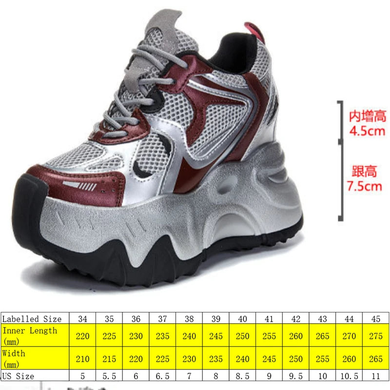 Fujin 12cm Air Mesh Microfiber Synthetic Chunky Sneakers Spring Shoes Leather Ankle Booties Women Vulcanize Boots Autumn