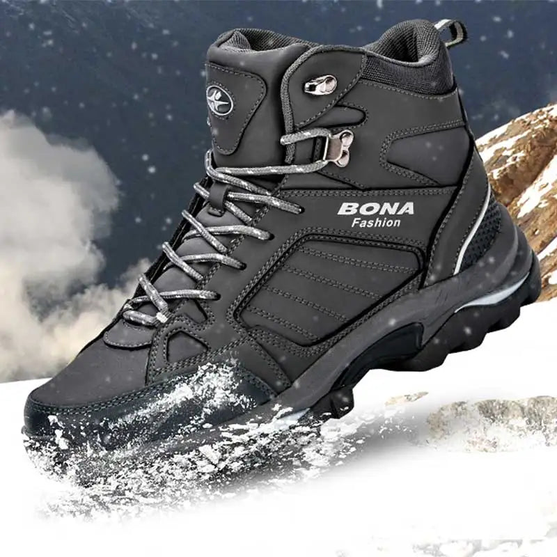 BONA Men Boots Anti-Skidding Leather Shoes Men Popular Comfy Spring Autumn Men Shoes Short Plush Snow Boots Durable Outsole