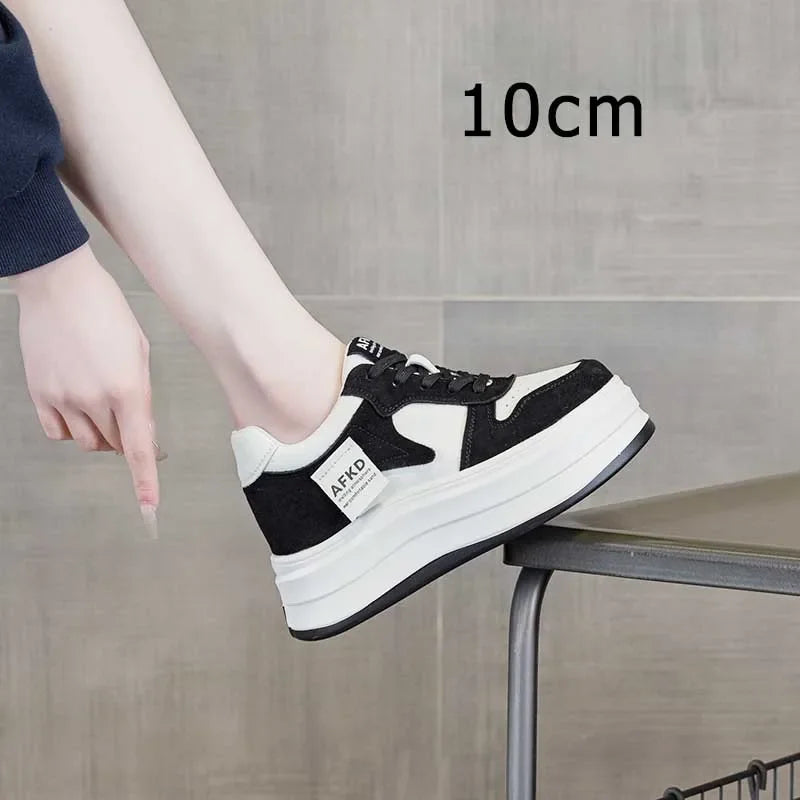 Fujin 8cm 10cm Genuine Leather Vulcanize Loafer Spring Autumn Platform Vulcanize High Brand Comfy Chunky Sneaker Women Shoes