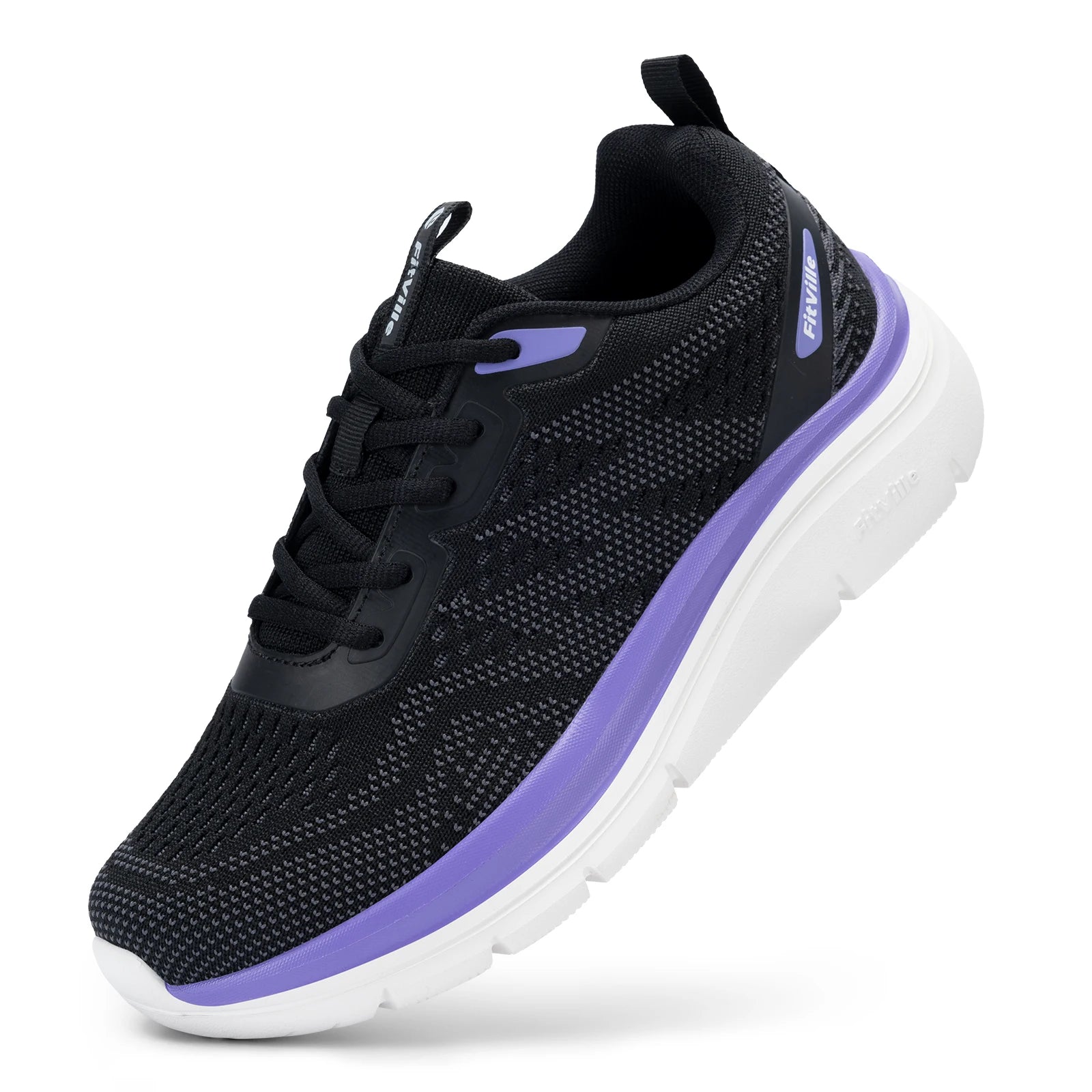 FitVille Lightweight Women's Sport Shoes Thick Sole Walking Shoes Extra Wide Sneakers Breathable for Swollen Feet Arch support
