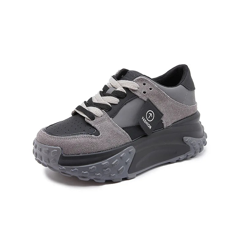 Fujin 7cm Cow Suede Leather Women Casual Autumn Breathable Platform Shoes Wedge Chunky Sneaker Females Winter Shoes Sports Shoes