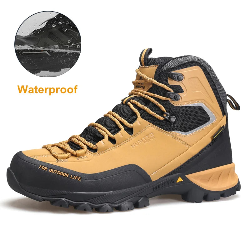 HUMTTO Waterproof Hiking Shoes Luxury Designer Outdoor Trekking Boots for Men Climbing Sneakers Leather Safety Mens Ankle Boots