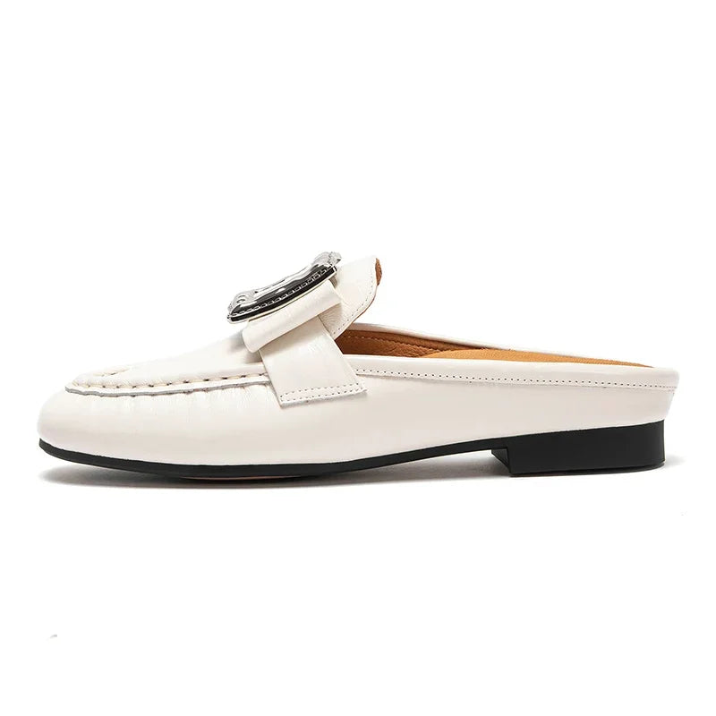 Luxury brand slippers patent technology balance bottom leather casual shoes temperament girls shoes 35-39 European size