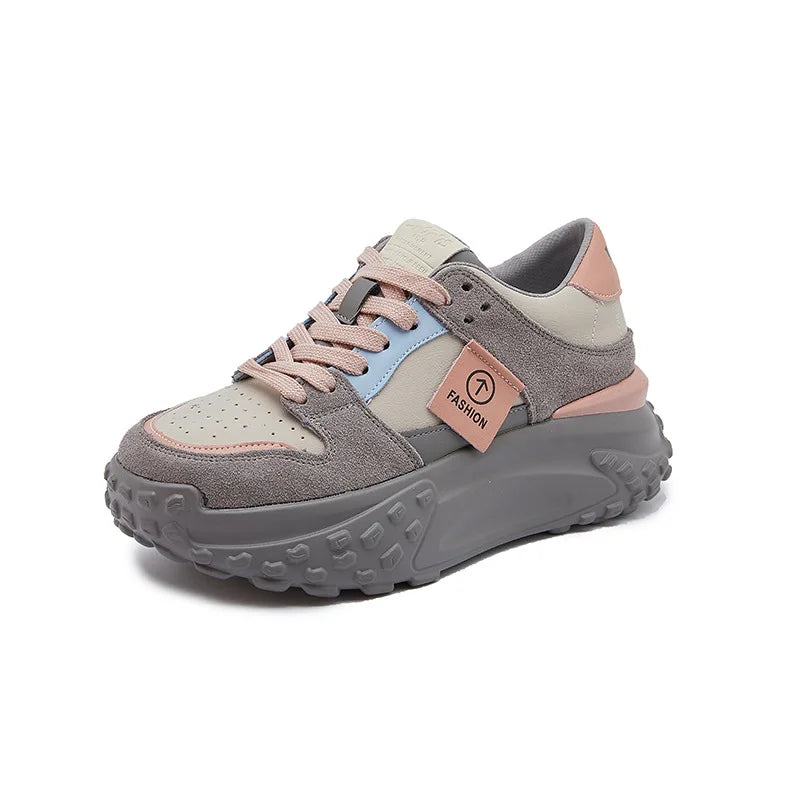 Fujin 7cm Cow Suede Leather Women Casual Autumn Breathable Platform Shoes Wedge Chunky Sneaker Females Winter Shoes Sports Shoes