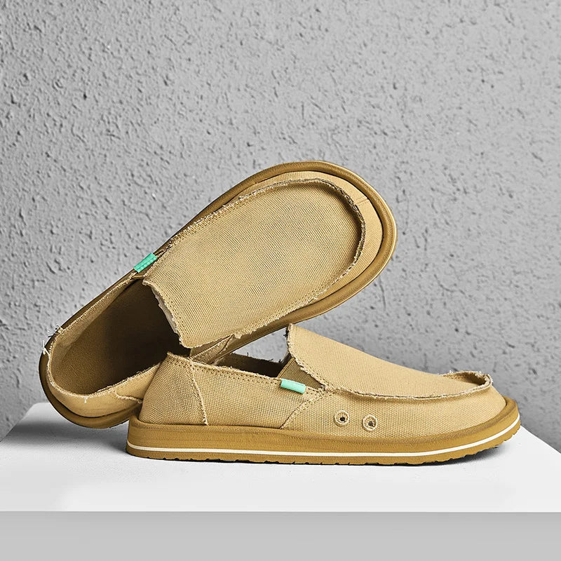 2025 New Spring Handmade Canvas Casual Men Shoes Design Fashion Sneakers Man Loafers Breathable Low Top Flat Shoes Soft Driving