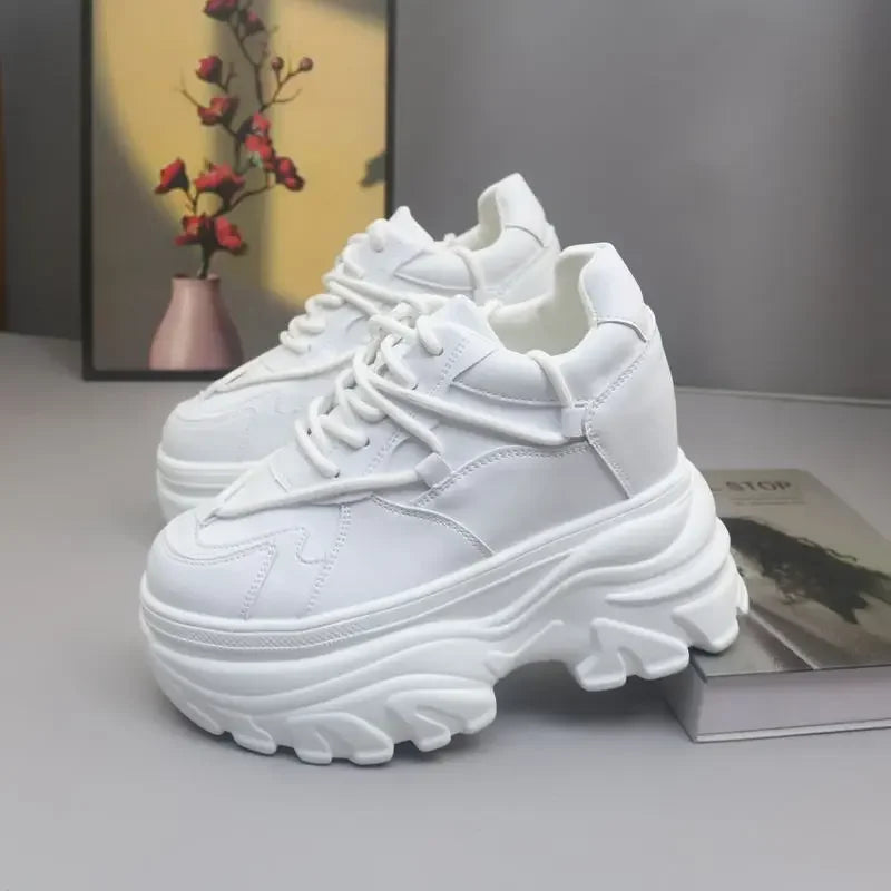 Fujin 10CM 12cm 14cm Suede Genuine Leather Fashion Autumn Chunky Sneakers Women Causal Flats Platform Wedge Spring Shoes