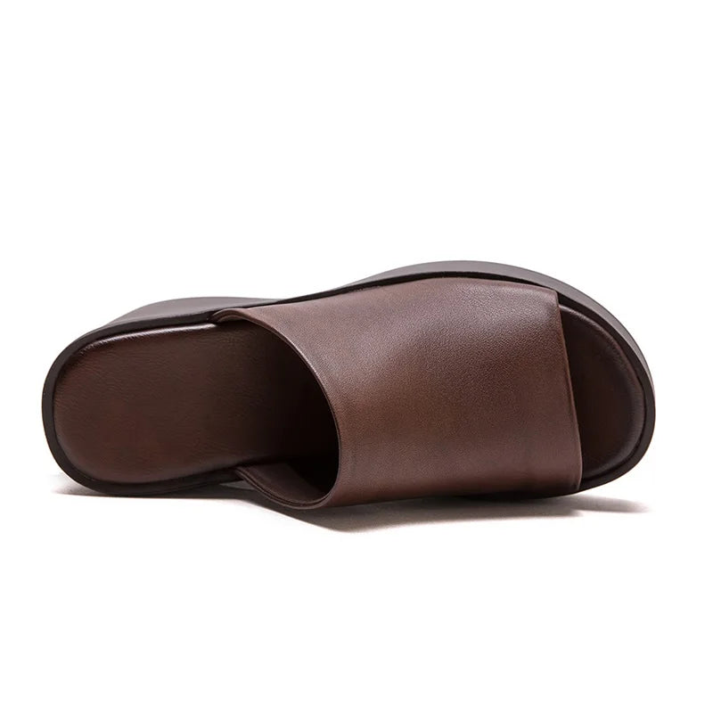 DRKANOL 2025 Women High Wedges Height Increasing Slippers Summer Open Toe Platform Outside Casual Slippers Lady Sandals Slides