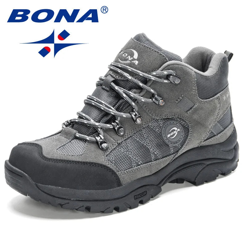 BONA  New Designers Non-slip Wear-resistant Breathable Hiking Shoes Men Lace UpOutdoor High-quality Jogging Walking Shoe