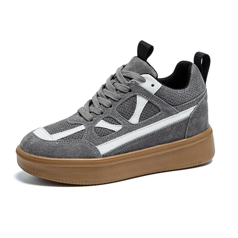 Fujin 8cm Platform Sneakers Genuine Leather Women Casual Shoes Chunky Sneakers Comfortable Non Slip for Walking with Dress