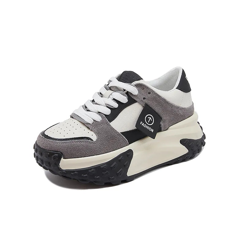 Fujin 7cm Cow Suede Leather Women Casual Autumn Breathable Platform Shoes Wedge Chunky Sneaker Females Winter Shoes Sports Shoes