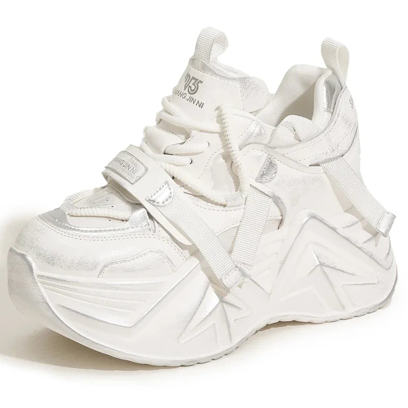 AUTUSPIN 2025 Winter Spring Women Sneakers Chunky Platforms Hidden Heels Leisure Vulcanized Shoes Retro Soft Thick Soled Sneaker