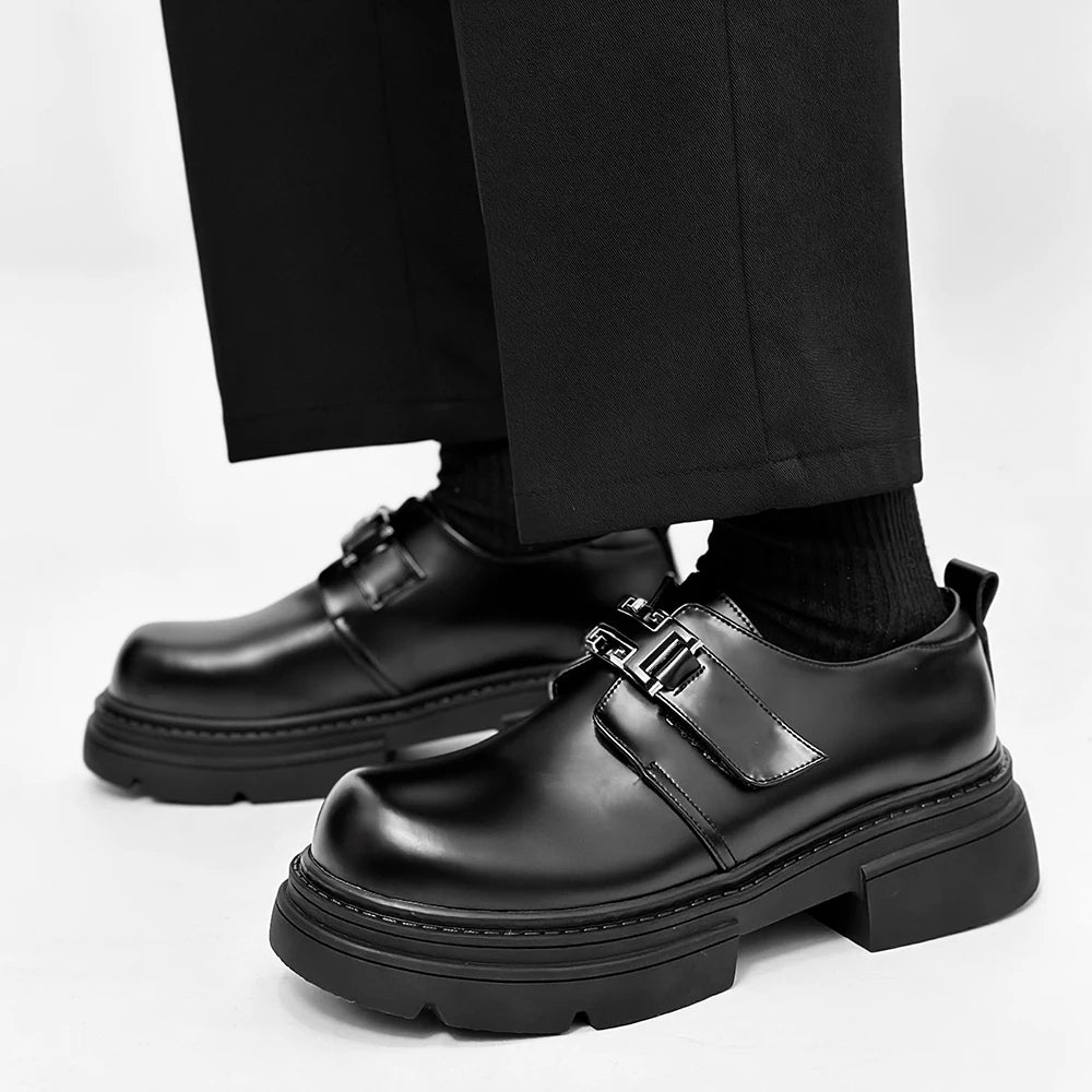 STRONGSHEN Men Leather Shoes Casual Office Business Formal Oxford Thick Bottom Dress Shoes Gentleman Outdoor Wedding Shoes