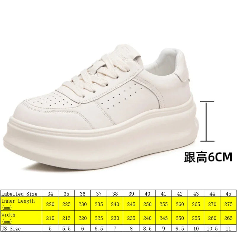 Fujin 6cm Genuine Leather Breathable Vulcanize Summer Women Spring Autumn Microfiber Fashion Chunky Sneaker Flats Boots Shoes