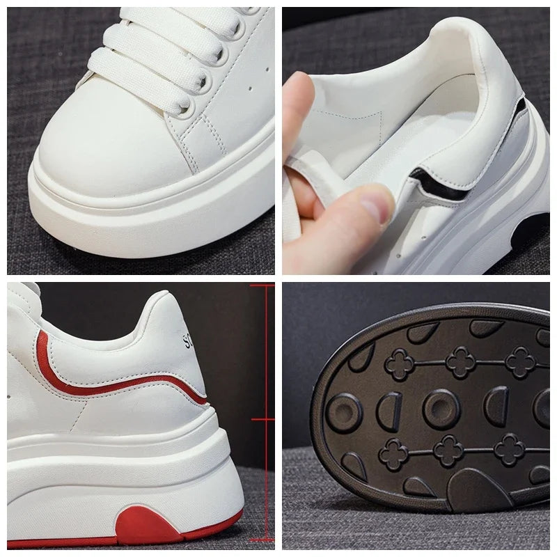 Fujin 6cm Microfiber Leather Boots Spring Women Fashion Chunky Sneaker Vulcanize Autumn Motorcycle Platform Wedge Flats Shoes