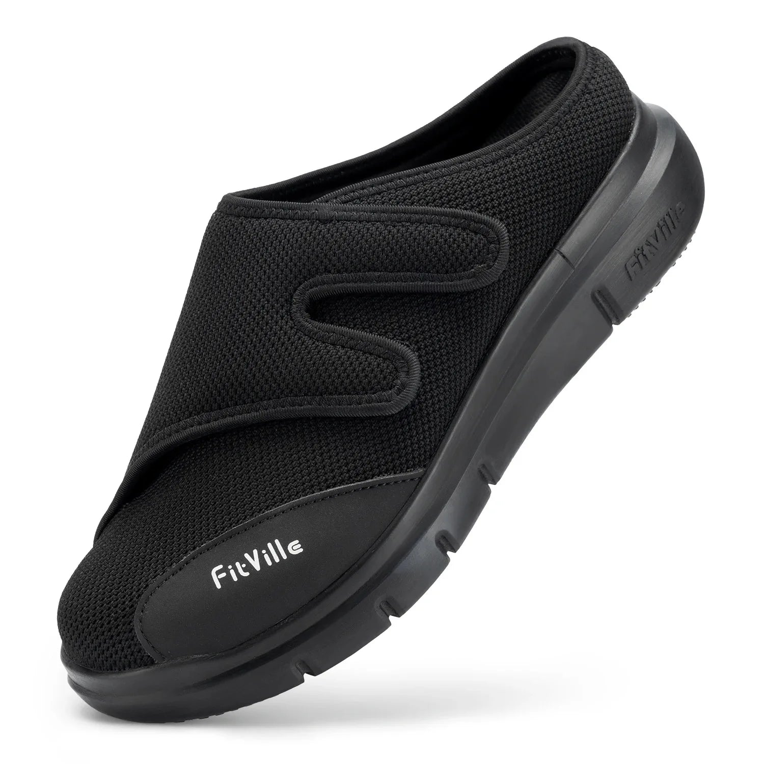 FitVille Men'S Half Slippers Diabetic Shoes Extra Wide 4E Adjustable Lightweight Casual Shoe For Swollen Feet Plantar Fasciitis