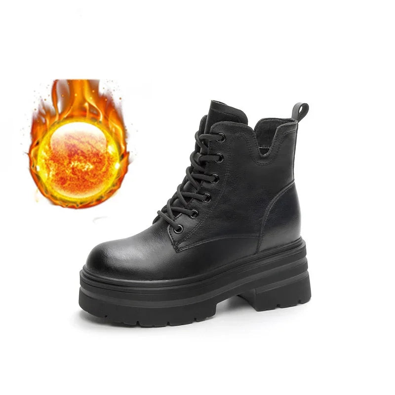 Fujin 8cm Cow Suede Genuine Leather Platform Wedge Flats Women Spring Chelsea Luxury Shoes  Ankle Autumn Booties Chunky Heels