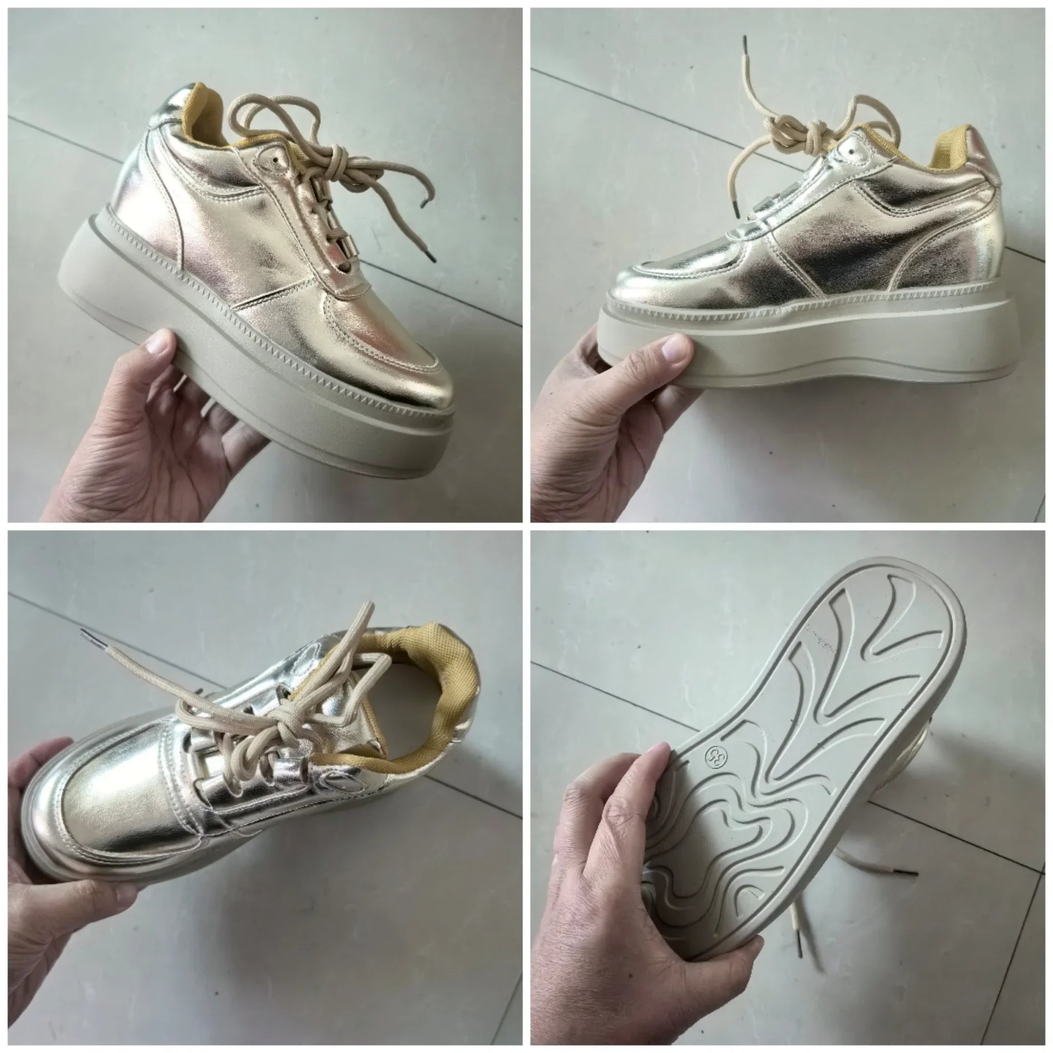 Fujin 8cm Microfiber Leather Platform Wedge  Flats Fashion Comfy High Brand Autumn Daddy Spring Shoes Chunky Footwear Female