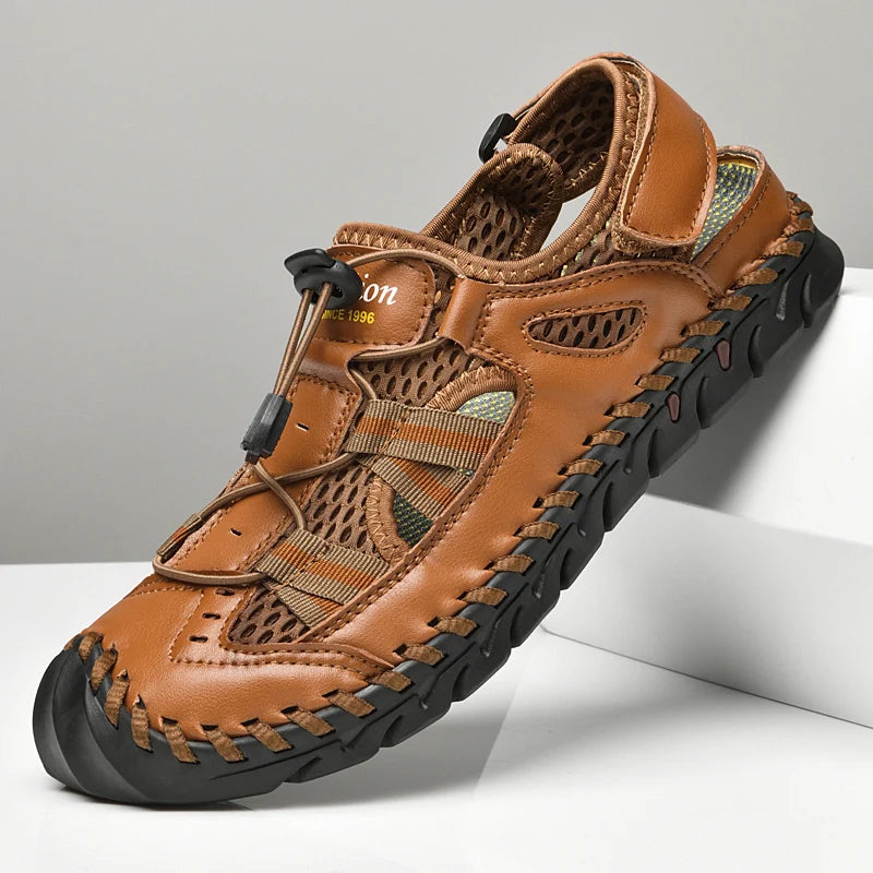 New Summer Breathable Men Sandals Fashion Roman Sandals Handmade Mesh Men Casual Shoes Platform Outdoor Men's Beach Sandals