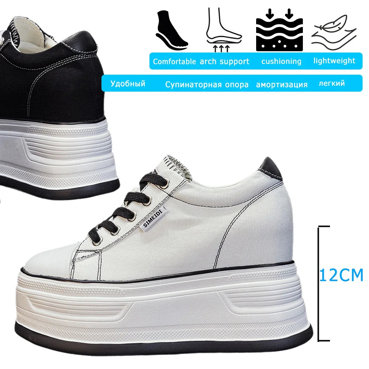 Fujin 12cm Denim Cow Genuine Leather Platform Wedge Shoes Chunky Sneaker Casual Comfy High Brand Rhinestone Spring Autumn Shoes