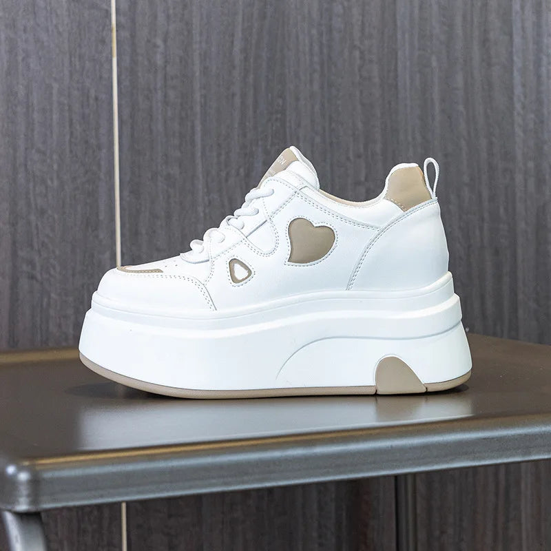 Fujin 8cm 2025 Microfiber Leather Vulcanize  Autumn Platform Vulcanize Women Chunky Sneaker Loafer High Brand Comfy Spring Shoes