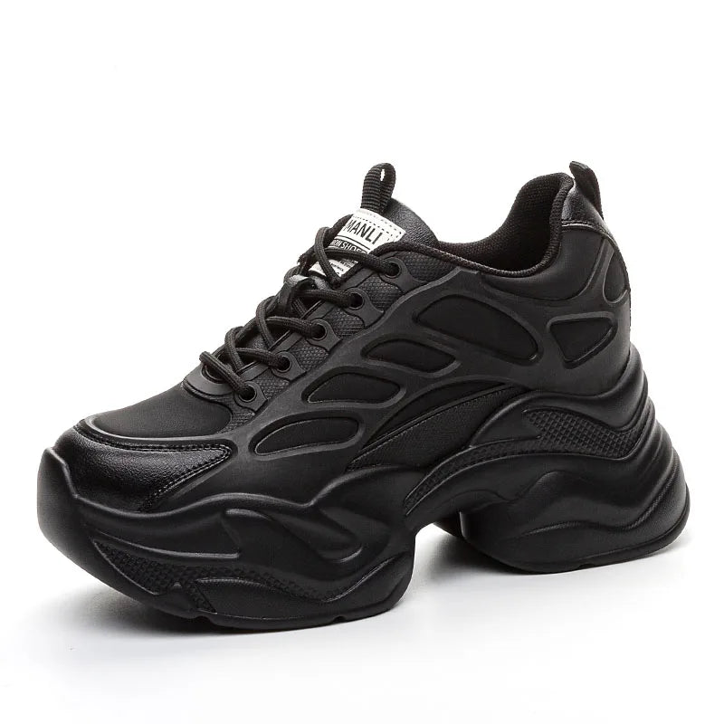 DRKANOL 2025 Fashion Women Thick Sole Casual Sneakers Summer Breathable Air Mesh Height Increasing Wedges White Vulcanized Shoes